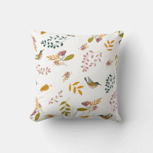 Colourful birds on a floral background cushion