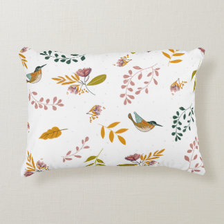 Colourful birds on a floral background decorative cushion