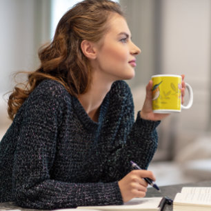 Colourful birds on a floral Environment  Two-Tone Coffee Mug