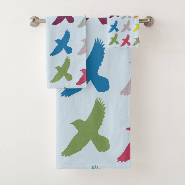 Colourful Birds Pattern  Bath Towel Set (Insitu)