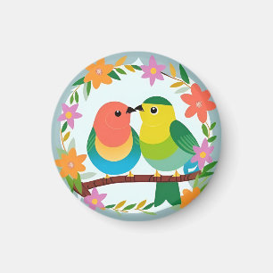 Colourful Birds Perched on a Branch Magnet