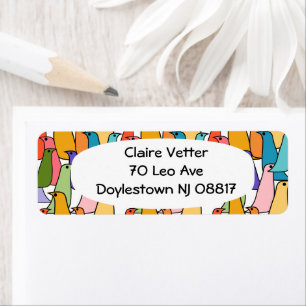 Colourful Birds Return Address Label