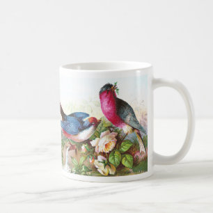 Colourful Birds, Roses & Waterspout Coffee Mug