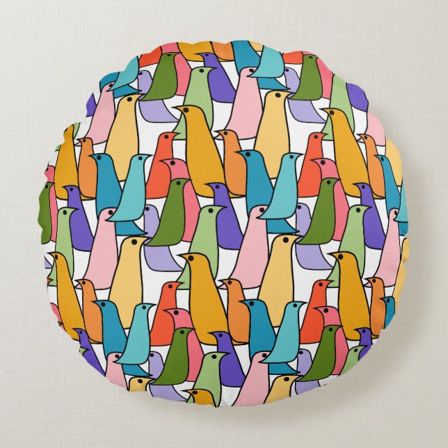 Colourful Birds  Round Cushion (Front)