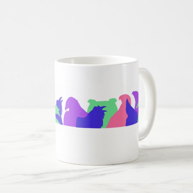 Colourful Birds Silhouette Mug (Front Right)