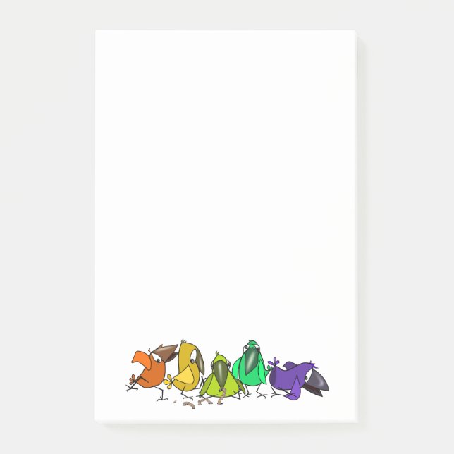 Colourful Birds Sticky Notes Funny (Front)