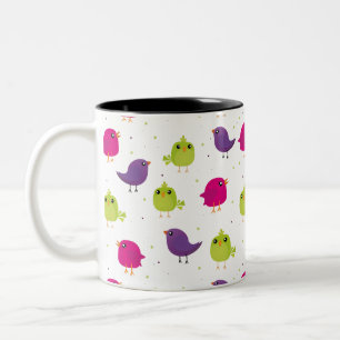 Colourful birds Two-Tone coffee mug