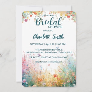 colourful birds Watercolor Wildflowers Personal Invitation