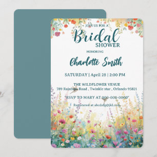 colourful birds Watercolor Wildflowers Personal Invitation