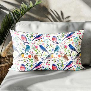 Colourful Birds & Whimsical Flowers Pattern Pillowcase