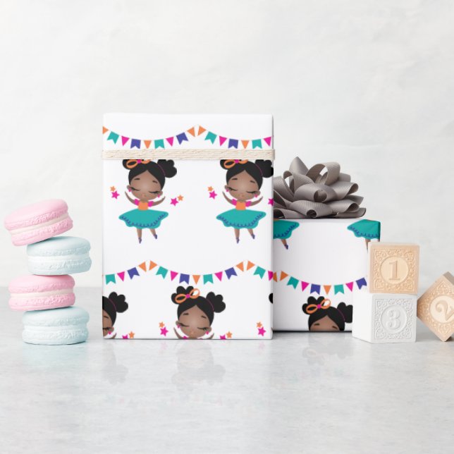 Colourful Birthday Ballerina Dress Wrapping Paper (Baby Shower)