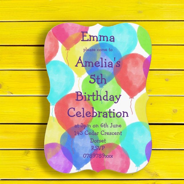 Colourful Birthday Balloon Party Invitation (Creator Uploaded)