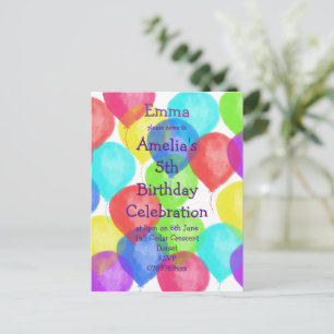 Colourful Birthday Balloon Party Invitation