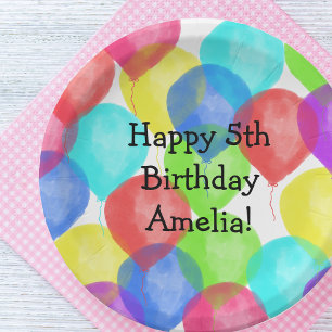 Colourful Birthday Balloon Party Paper Plate