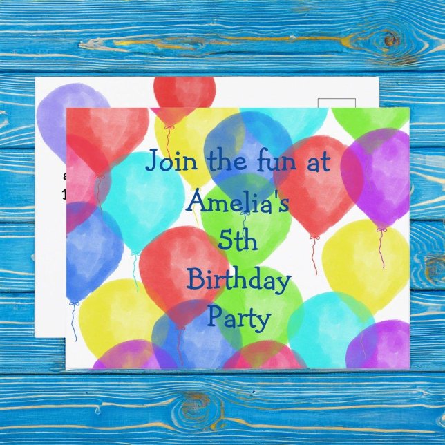 Colourful Birthday Balloon Party Postcard (Creator Uploaded)
