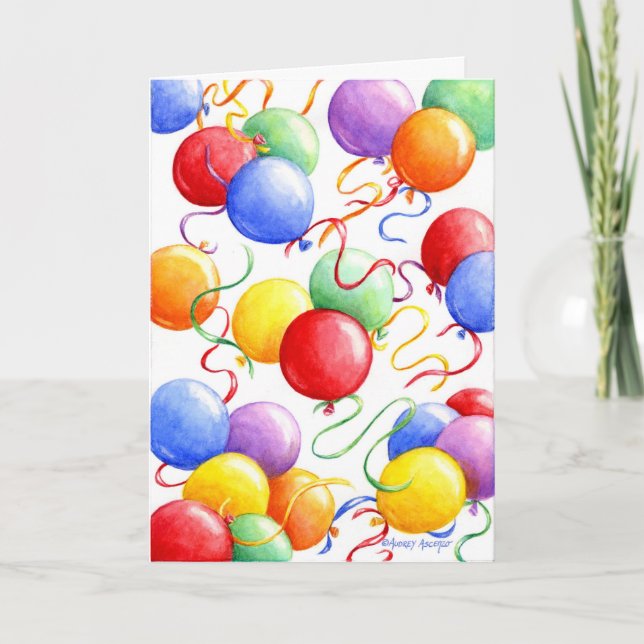 Colourful Birthday Balloons Card (Front)