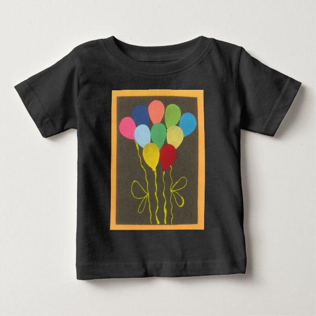 Colourful Birthday Balloons Graphic Art Design Baby T-Shirt (Front)