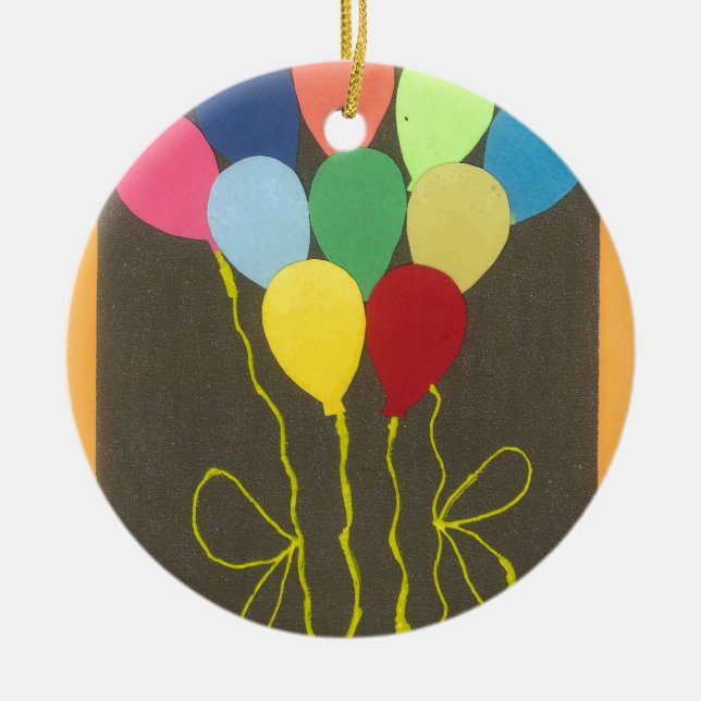 Colourful Birthday Balloons Graphic Art Design Ceramic Ornament (Front)