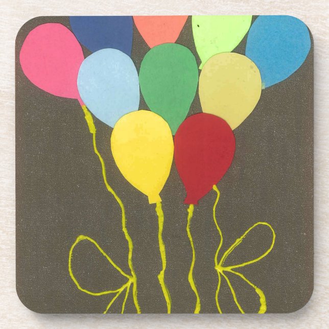 Colourful Birthday Balloons Graphic Art Design Coaster (Front)