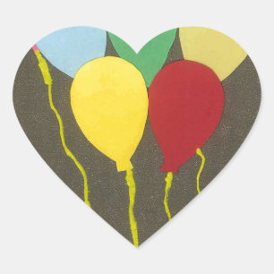 Colourful Birthday Balloons Graphic Art Design Heart Sticker