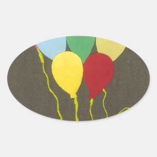 Colourful Birthday Balloons Graphic Art Design Oval Sticker