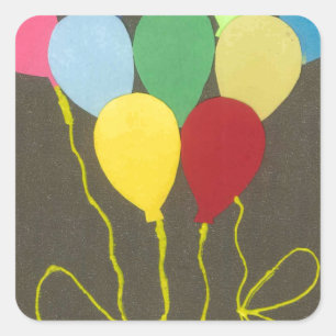 Colourful Birthday Balloons Graphic Art Design Square Sticker