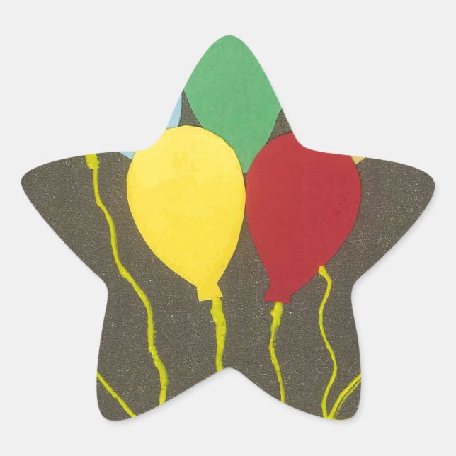 Colourful Birthday Balloons Graphic Art Design Star Sticker (Front)