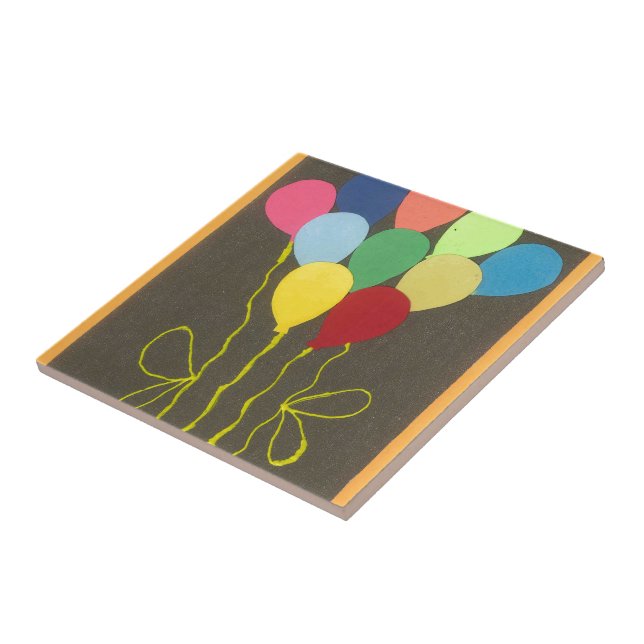 Colourful Birthday Balloons Graphic Art Design Tile (Side)