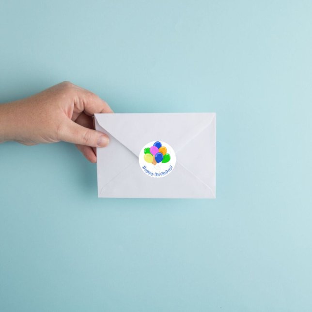 Colourful Birthday Balloons Happy Birthday Classic Round Sticker (Creator Uploaded)