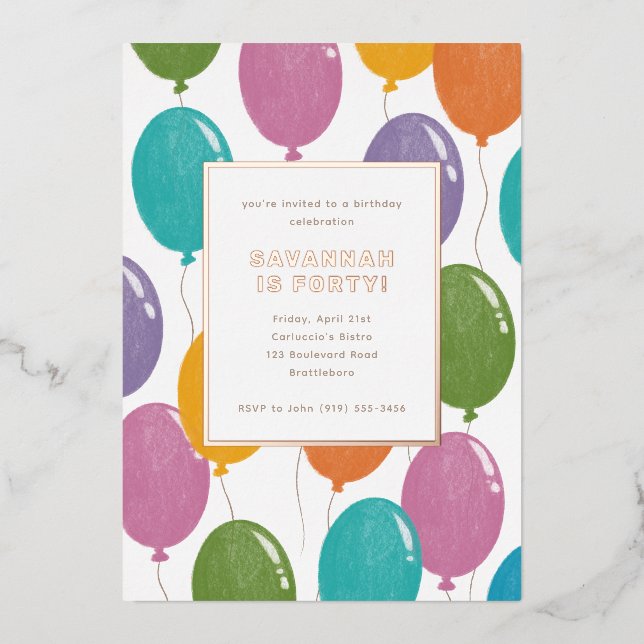 Colourful Birthday Balloons Party Invitation (Front)