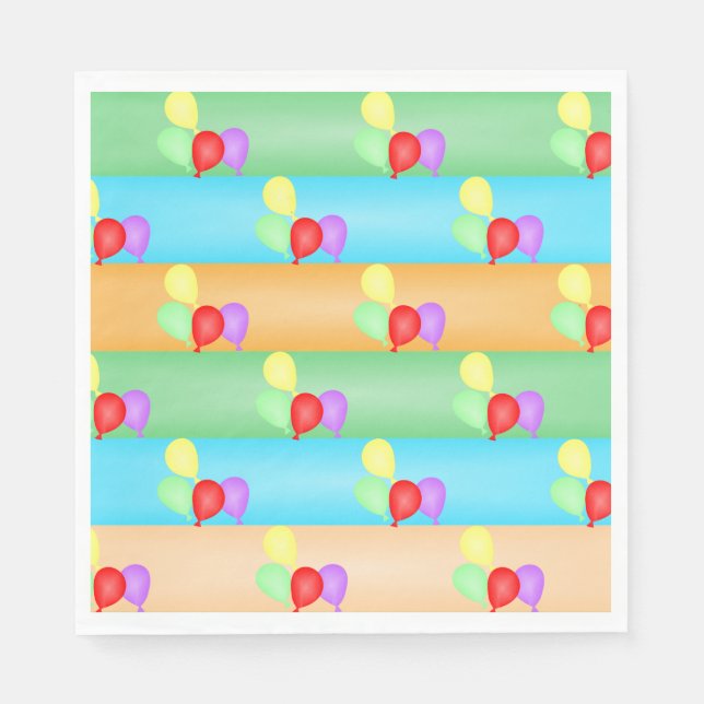 Colourful Birthday Balloons Pattern Napkin (Front)