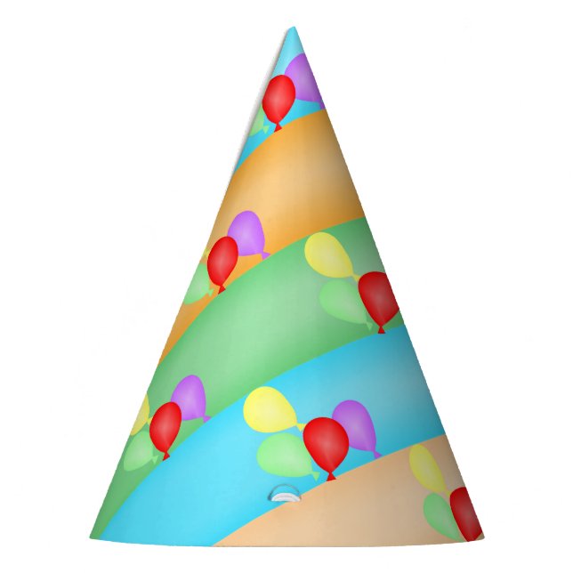 Colourful Birthday Balloons Pattern Party Hat (Left)