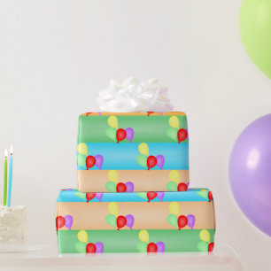 Colourful Birthday Balloons Pattern Wrapping Paper