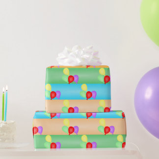 Colourful Birthday Balloons Pattern Wrapping Paper