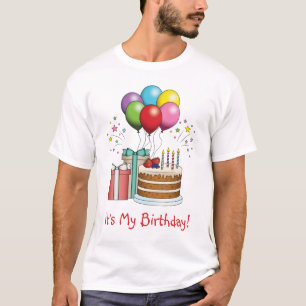 Colourful Birthday Balloons With Cake And Presents T-Shirt