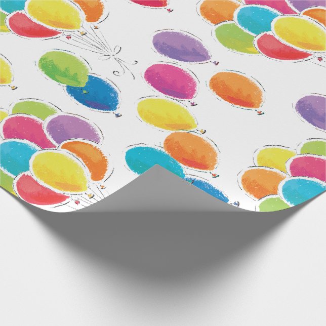 Colourful Birthday Balloons Wrapping Paper (Corner)