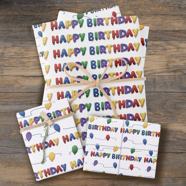 Colourful Birthday Balloons Wrapping Paper Sheets (🎈🎈🎈 You need balloons on your birthday! 🎈🎈🎈 and here's some wrapping paper sheets just for you)