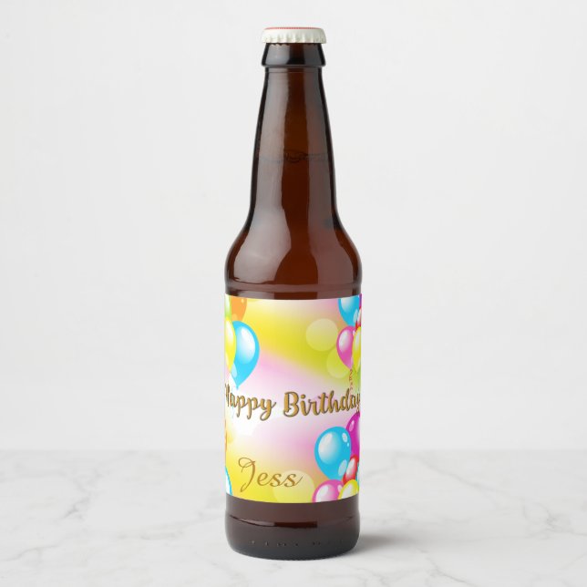 Colourful Birthday Beer Bottle Label (Front)