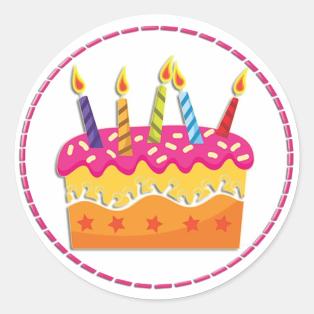 Colourful Birthday Cake Stickers (Front)