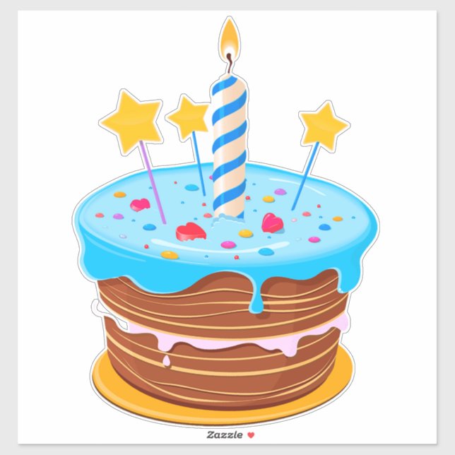 Colourful Birthday Cake with Candles (Sheet)