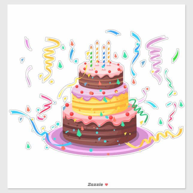 Colourful Birthday Cake with Candles (Sheet)