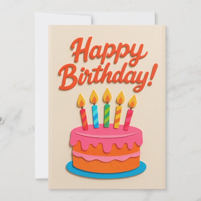 Colourful Birthday Cake with Candles Card (Front)