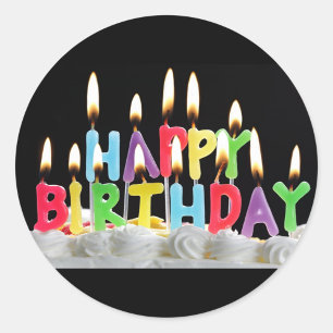 Colourful Birthday Candle Celebration Classic Round Sticker