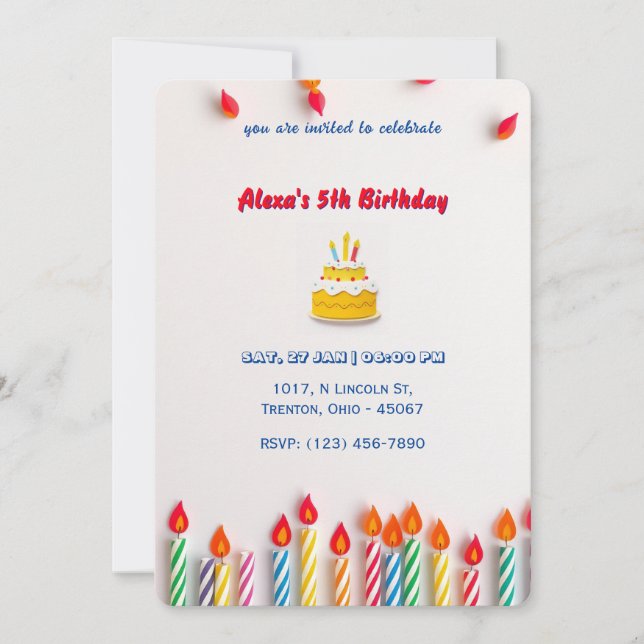Colourful Birthday Candle Extravaganza! Invitation (Front)