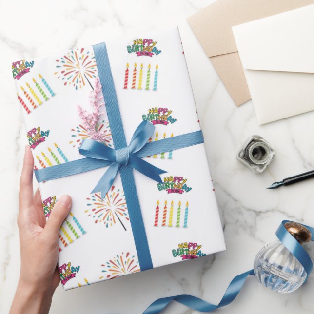 Colourful Birthday Candle Wrapping Paper  (Gifting)
