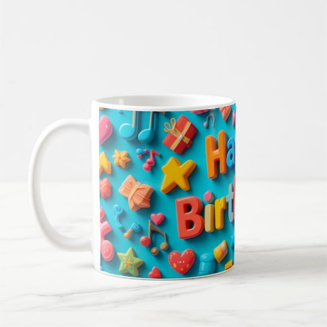 Colourful Birthday Celebration Elements Coffee Mug (Left)