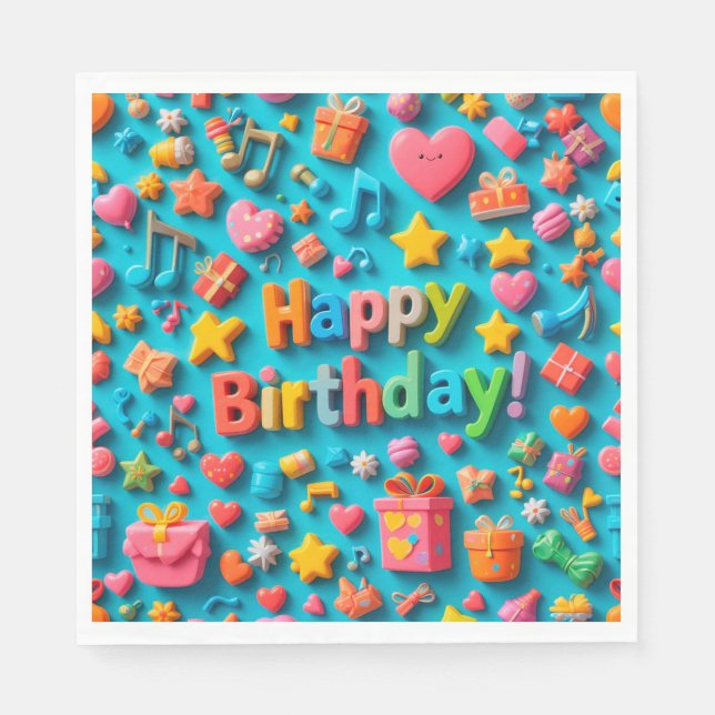 Colourful Birthday Celebration Elements Napkin (Front)