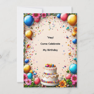Colourful Birthday Celebration Frame Invitation
