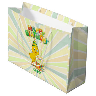 Colourful Birthday Chicken Cartoon Large Gift Bag