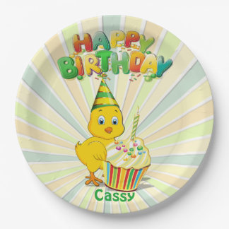 Colourful Birthday Chicken Cartoon Paper Plate